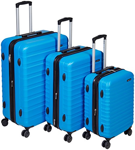 Amazonbasics Hardside Spinner Luggage - 3 Piece Set (20", 24", 28"), Light Blue