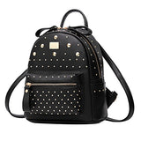 ABage Women's Mini Backpack Purse Casual Rivet Studded PU Leather Daypack Backpack, Black