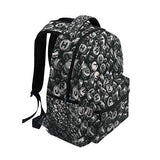 Letter Beads Black White Girls and Boys Backpack, Student Backpack Fashion Leisure Travel Junior University Backpack Canvas Student Bag Suitable for 14 Inch Laptop Computers 41cm x 29cm x 20cm