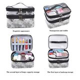MKPCW Makeup Bags Double layer Travel Cosmetic Cases Make up Organizer Toiletry Bags (Colorful fish scales)