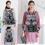 MoreChic School Backpack Floral Print Backpack Women Casual Canvas Travel Bag Girls