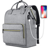 Laptop Backpack for Women Men, Travel Backpack for 15.6 Inch Laptop with RFID Pocket USB Charging Port, College School Backpack Bookbag Water Resistant Carry on Bag for Office/Teacher/Work,Grey
