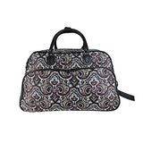 Tribal Paisley Floral Medallion Design Rolling Lightweight Carry On Duffel Bag, Lush Modern