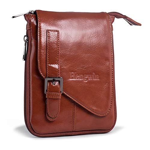 Brown Leather Crossbody Purse Small Holster Bag for Men 