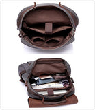 Leather Laptop Backpack,VASCHY Casual Canvas Campus School Rucksack with 15.6 inch Laptop Compartment