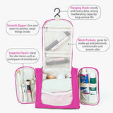 Hanging Toiletry Bag Travel Cosmetic Kit - Large Essentials Organizer - Sturdy Hook Makeup bag - Heavy Duty Waterproof for Men and Womens (Rose Pink)