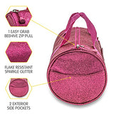 Bixbee Kids Duffle Bag, Dance Bag & Travel Bag for Sports, Gymnastics and Ballet with Adjustable Strap, Zippers, Pockets, and Flake-Resistant Glitter - Overnight Bag in Ruby Raspberry.