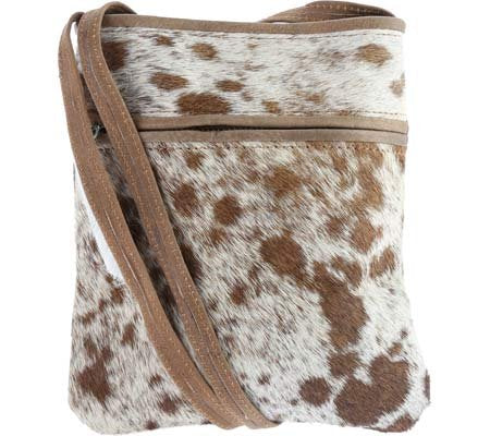 Sharo Leather Bags Little Animal Print Cross Body Bag (Brown And White)