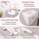 Unitravel Vintage Suitcase Set 26 inch PU Leather Spinner Luggage with 12 inch Train Bag for Women (Light Gray)