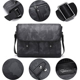 Babama Men Leather Messenger Bag Crossbody Shoulder Purse Briefcases Laptop Satchel Black Gray