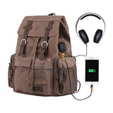 Laptop Backpack with USB Charging Port, P.KU.VDSL Travel Canvas Backpack for Men and Women, College School Bookbag Computer Bag Fits 17’’ Laptop