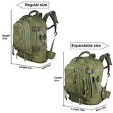 PANS Military Expandable Travel Backpack Tactical Waterproof Outdoor 3-Day Bag,Large,Molle System for School,Hiking,Camping,Trekking,Outdoor Sports,Work (Light-Green)
