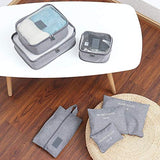 7 Pcs Set Travel Clothes Storage Bags Packing Travel Luggage Organizer Pouch Waterproof Clothing Sorting Packages (Grey)