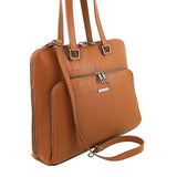 Tuscany Leather Lucca Tl Smart Business Bag In Soft Leather For Women Cognac Leather Briefcases