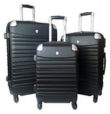 3Pc Luggage Set Hardside Rolling 4Wheel Spinner Carryon Travel Case Abs Black