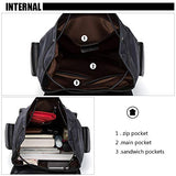 BOSTANTEN Laptop Canvas Backpack School Travel Camping Bag Gym Backpacks for Men (7-Blue Black)