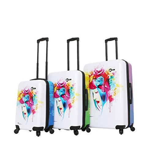 Mia Toro Italy-Prado-Peace Love Happiness Spinner Luggage 3pc Set, NATURAL BEAUTY, One Size