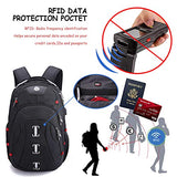 Swissdigital Pixel Travel Laptop Backpack-Laptops Backpack with USB Charging Port Smart Bag with RFID for Men & Women School Computer Bags Fits 15.6" Laptop and Notebook, Black SD-857