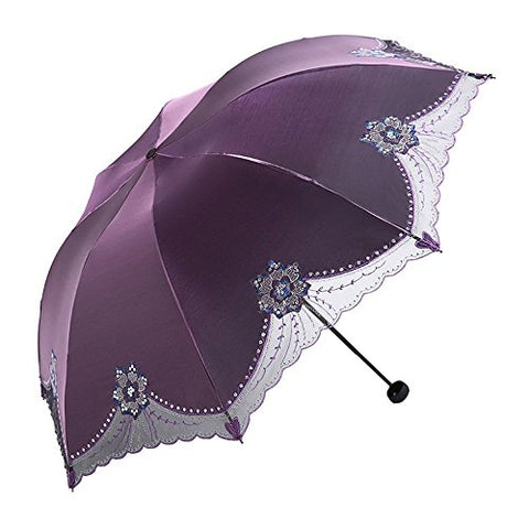 HOMEE Ultra-dark vinyl sun umbrella anti-ultraviolet sun umbrella foldable embroidery rain and rain