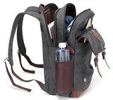 Kenox Mens Large Vintage Canvas Backpack School Laptop Bag Hiking Travel Rucksack (Black)