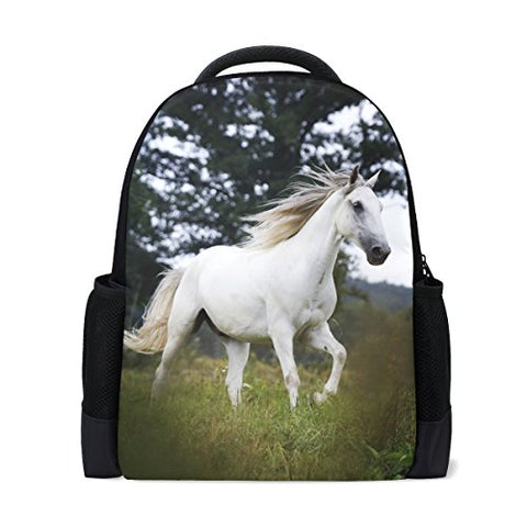 ColourLife Book bag White Horse In Wild Backpack School Bag Casual Travel Daypack