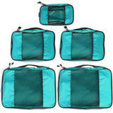 TravelWise Packing Cube System - Durable 5 Piece Weekender Plus Set (Teal)