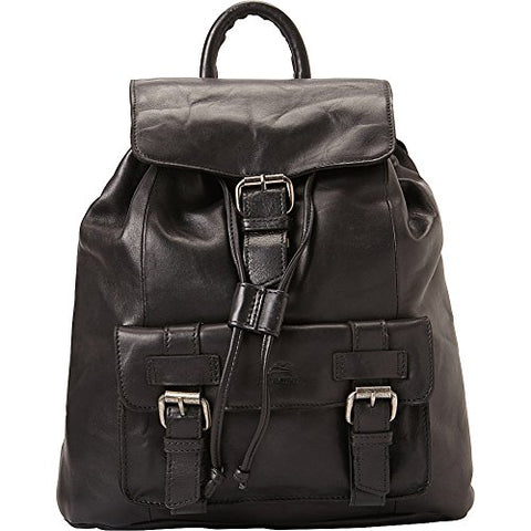 Mancini Leather Goods Backpack with RFID Secure Pocket (Black)