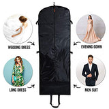 Trifold 66 Inch Women Travel Garment Bag With 7 pockets | Extra Long Wedding Dress, Formal, Evening, Ball Gown | Hanging, Breathable, Foldable | Full Length Traveling Carry On for Clothes
