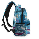 Multi leisure backpack,Sea Whales Dolphins Octopus Jellyfish Starfis, travel sports School bag for adult youth College Students