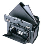 Mancini BUSINESS Wheeled Catalog Case, Leather Rolling Business Briefcase, Black