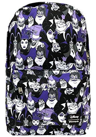 Loungefly Disney Villans Purple Evil Character All Over Print Backpack fits Laptop