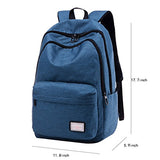 ABage Unisex Laptop Backpack 15.6" Casual Canvas Travel College School Backpacks, Dark Blue
