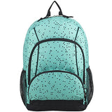 Eastsport Multi Pocket School Backpack, Turquoise/Black Dots Print