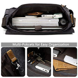 Messenger Bag for Men, VASCHY Vintage Water Resistant Waxed Canvas Satchel 15.6 inch Laptop Briefcase Shoulder Bag with Padded Shoulder Strap Gray