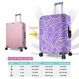 Travel Luggage Cover，Purple Fantasy Doodle Peacock Feathers Patter，Washable Elastic Durable , With Concealed Zipper Suitcase Protector Fits For 22-24 Inch -M.