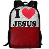 I LOVE JESUS Print Custom Casual School Bag Backpack Multipurpose Travel Daypack For Adult