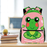 LORVIES Lovely Frog on the Lotus Leaf Lightweight School Classic Backpack Travel Rucksack for Girls Women Kids Teens