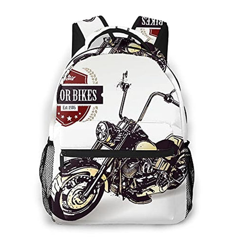 Casual Backpack,Chopper Customized Motorcycle With Club,Business Daypack Schoolbag For Men Women Teen