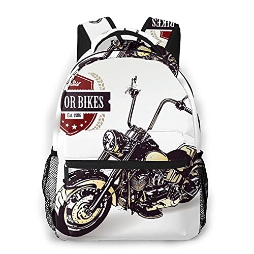 Casual Backpack,Chopper Customized Motorcycle With Club,Business Daypack Schoolbag For Men Women Teen