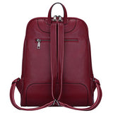 S-Zone Women'S Genuine Leather Backpack Purse Travel Bag Fit 14" Laptop (Wine Red)