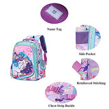 Unicorn Backpack for Girls, Kid 16 Inch Water Resistant Preschool Primary Kindergarten Elementary School Bookbag With Water Bottle Pocket and Chest Strap Large Capacity - Purple
