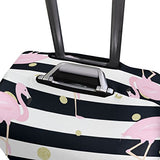 GIOVANIOR Flamingos Gold Polka Dot Stripes Luggage Cover Suitcase Protector Carry On Covers