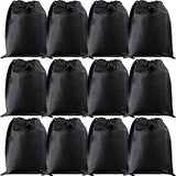 12 Pieces Drawstring Bags Travel Shoe Bags Storage Bags Non-woven Bags with Rope for Outdoor Traveling (Black)
