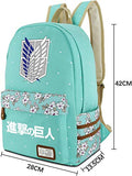 Roffatide Anime Attack on Titan Wings of Freedom Canvas Backpack Polka Dots School Bag Printed Rucksack Daypacks Green