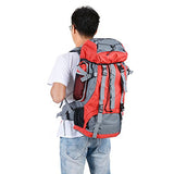 GHP 70L Capacity Red 600D Oxford Fabric PVC Inner Layer Outdoor Camping Backpack