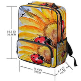 LORVIES Ladybird On The Sunflower School Bag for Student Bookbag Women Travel Backpack Casual Daypack Travel Hiking Camping