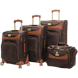 Caribbean Joe Castaway 4-Piece Spinner Luggage Set (Chocolate)