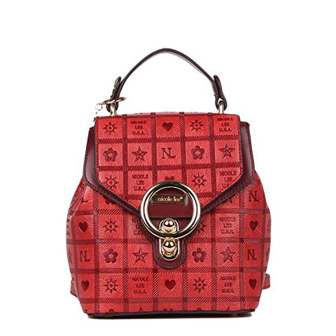 Mini Monogrammed Backpack With Flap Top And Detachable Straps (Red)