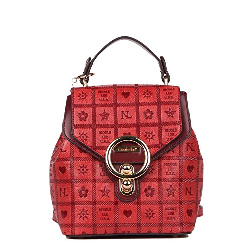 Mini Monogrammed Backpack With Flap Top And Detachable Straps (Red)