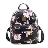 Women Girls Mini Backpack Fashion Causal Floral Printing Leather Bag